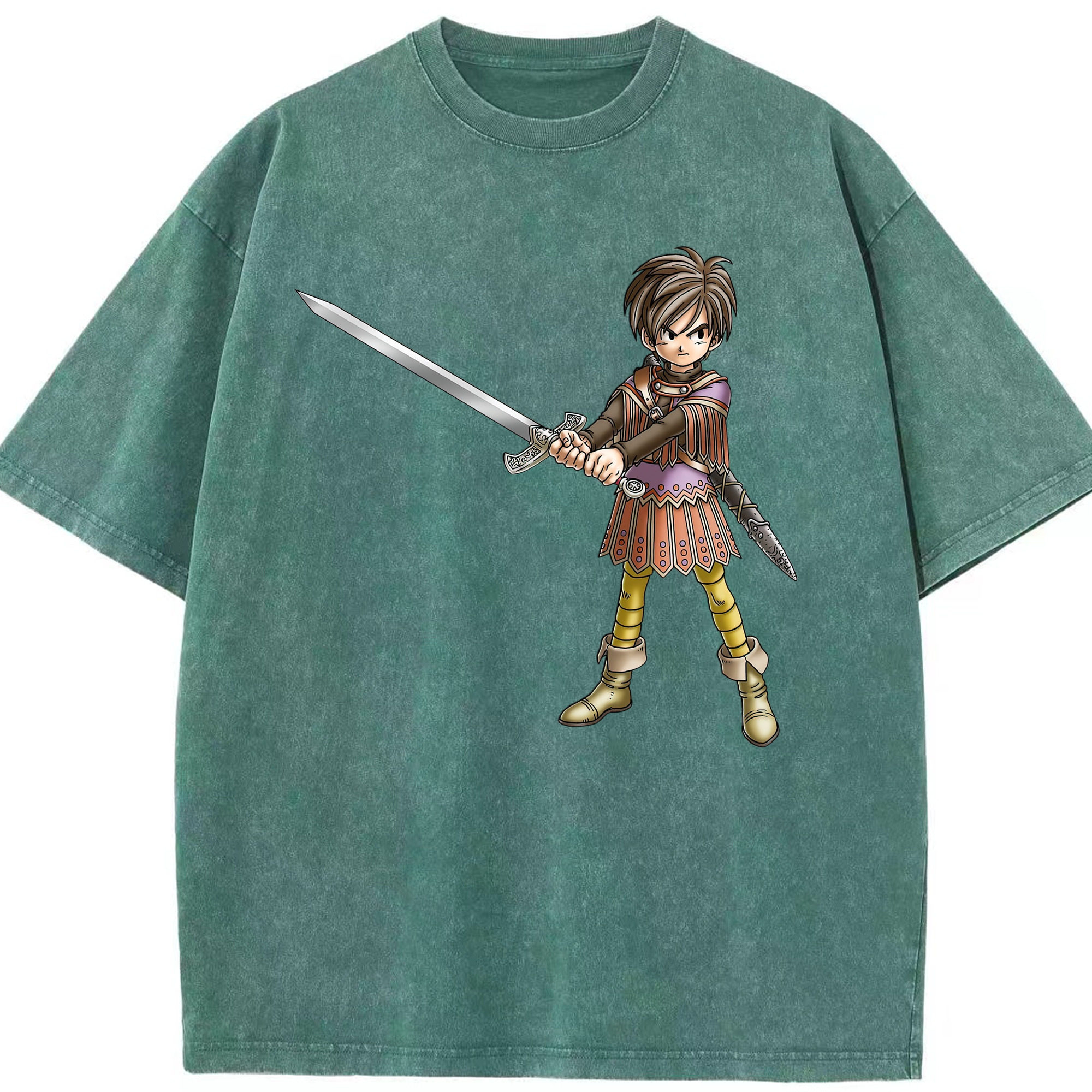 （画像用） ドラゴンクエスト Doragon Kuesuto Dragon Quest 綿100% ヴィンテージ風 半袖Tシャツ（フロントプリント）